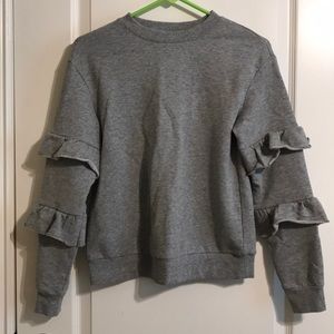 Who What Wear French Terry Gray Sweatshirt Ruffle